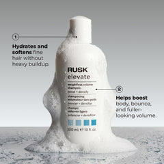 RUSK Elevate foam texture in hand showing gentle cleansing benefit