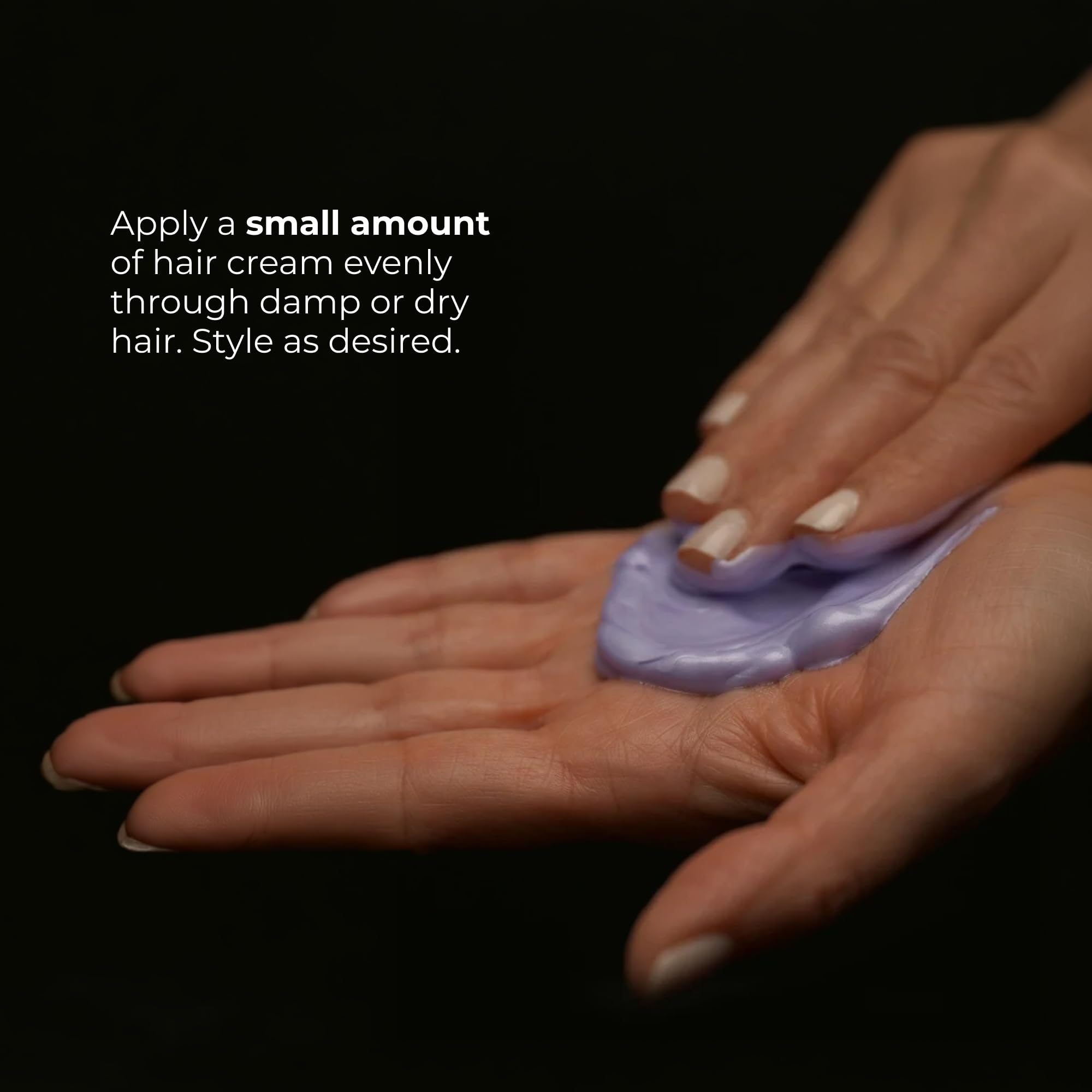 RUSK 4 oz jar next to hand for scale showing compact travel-friendly styling cream