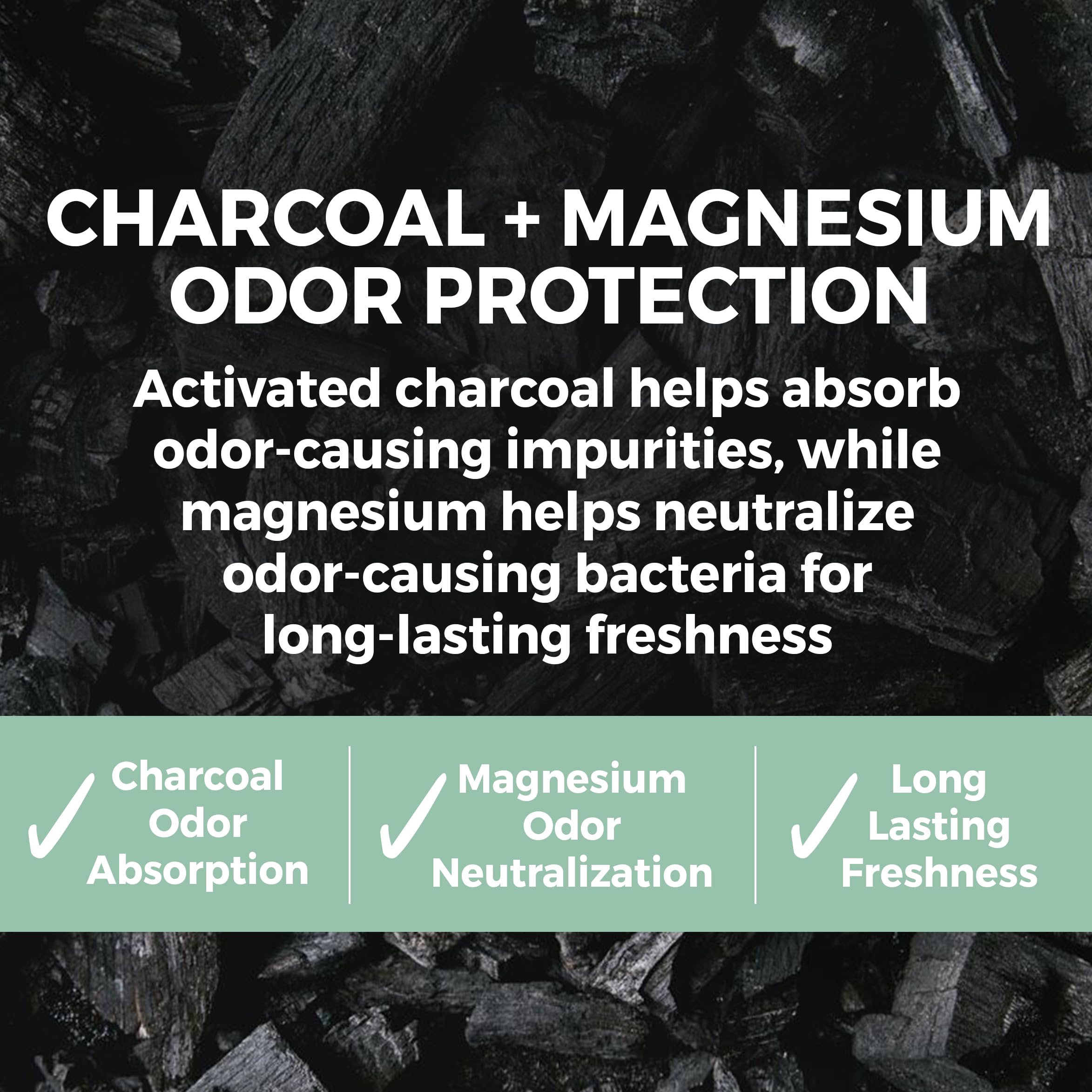 Rustic MAKA activated charcoal ingredient detail for effective odor control