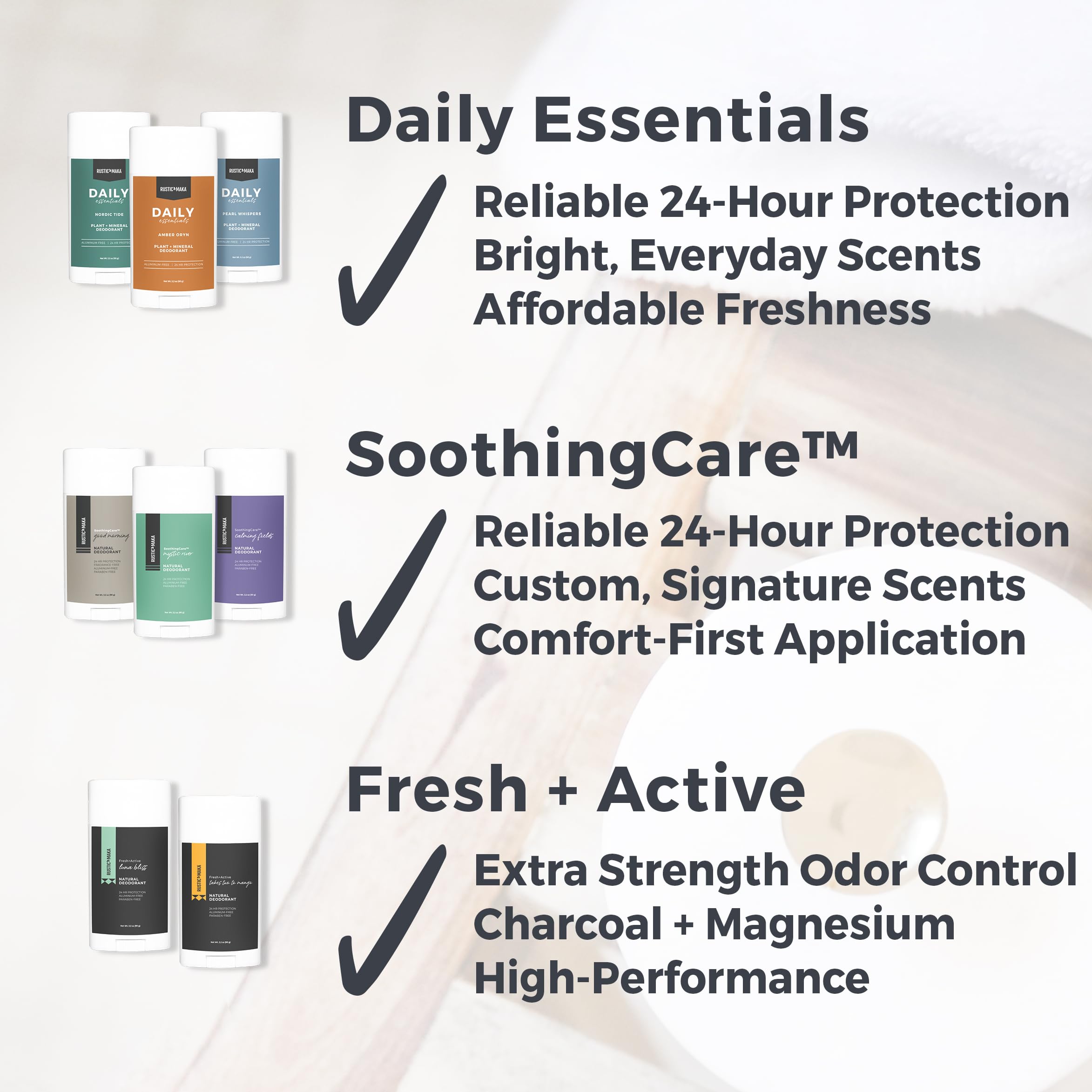 Rustic MAKA deodorant in a bathroom scene for daily routine convenience