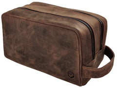 RUSTIC TOWN front view showcasing leather dopp kit and premium craftsmanship benefit