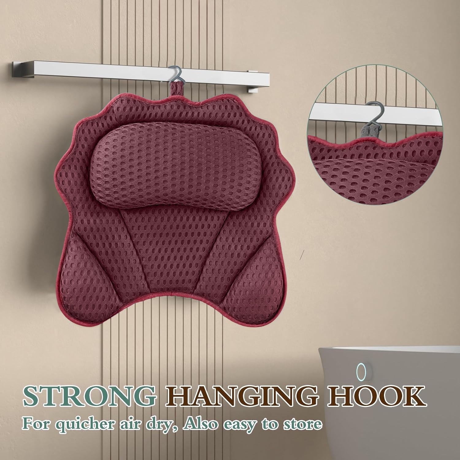 RUVINCE hanging on towel rail using built-in hook for neat storage and drying