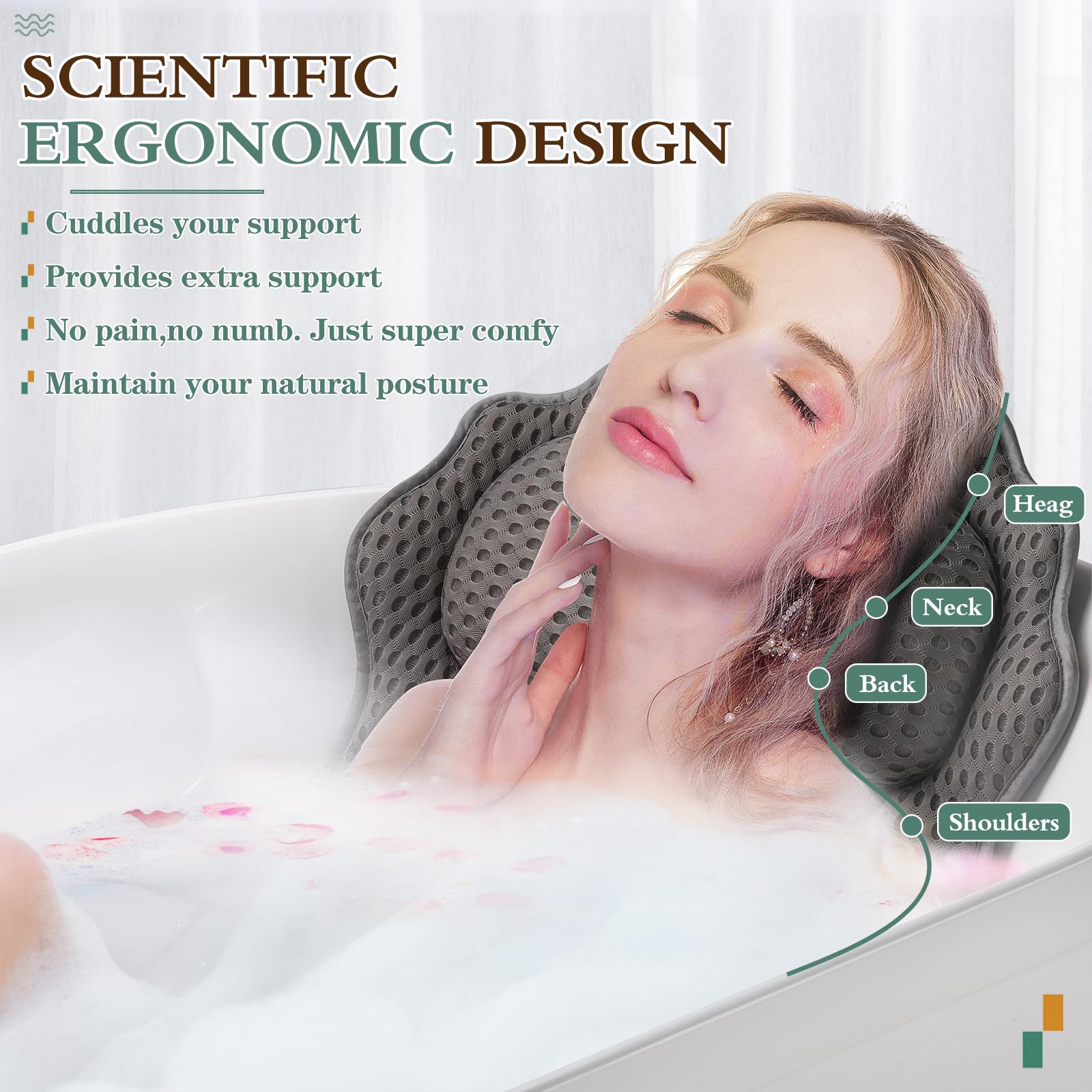 RUVINCE underside showing six suction cups for secure tub attachment