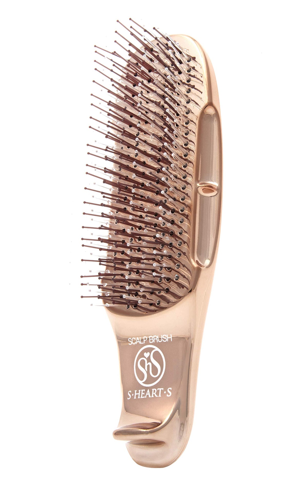 Ｓ－ＨＥＡＲＴ－Ｓ front view of short scalp brush showing compact shape and control