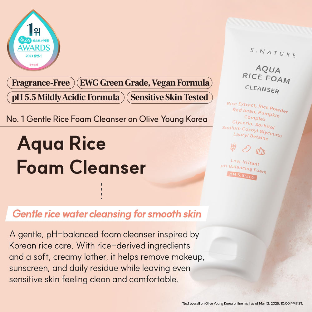 S.NATURE creamy milky foam texture on fingers demonstrating gentle lather