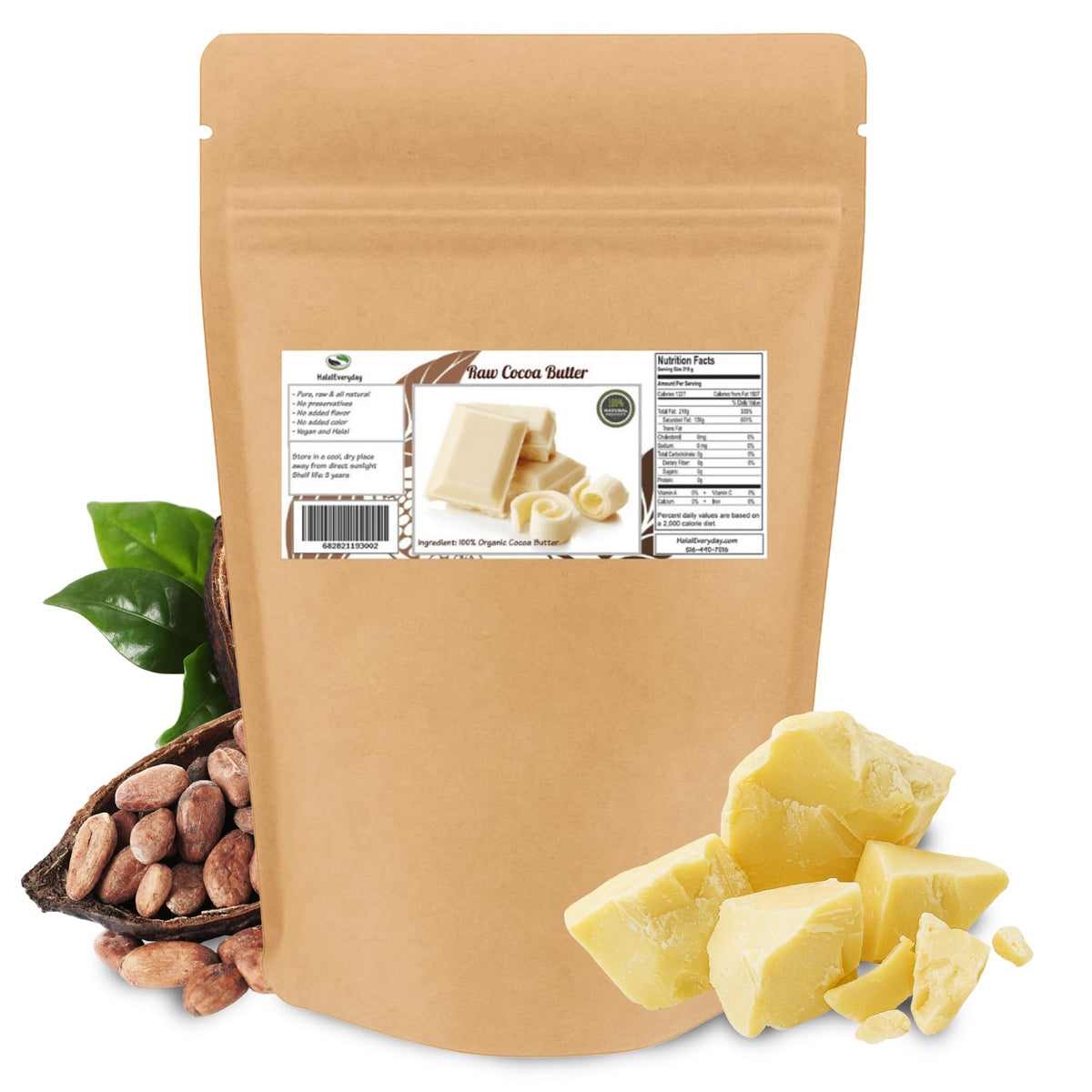 SAAQIN front packaging showing 2 lb resealable bag and natural cocoa aroma