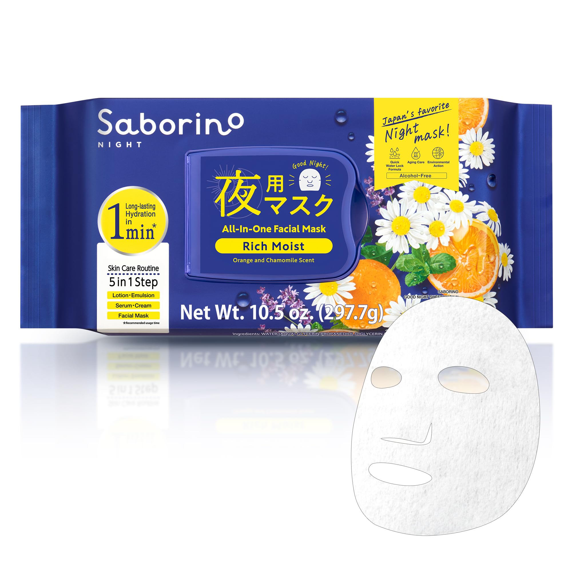 Saborino front packaging showing 30-sheet pack and scent benefits