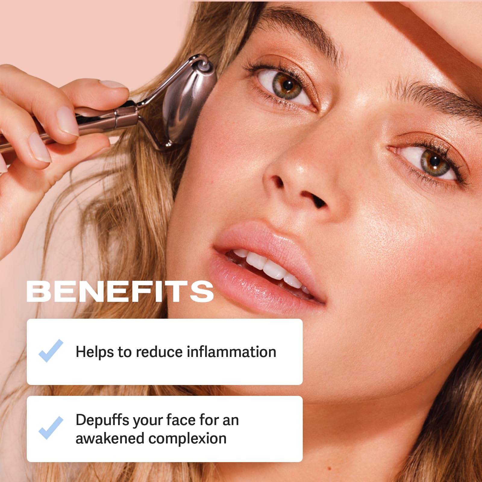 Sacheu large roller massaging cheek and jaw for broader coverage