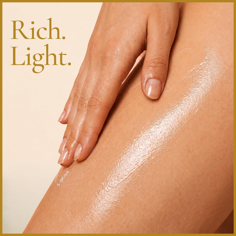 SAFA texture drops on skin highlighting fast-absorbing feel and smooth hydration