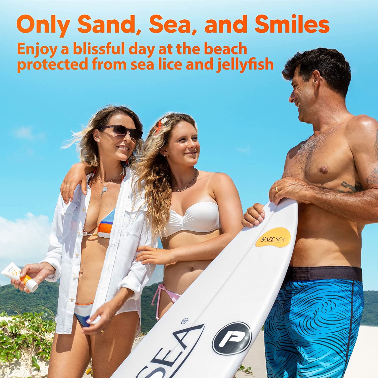 SAFE SEA being applied on arm outdoors showing fast absorption