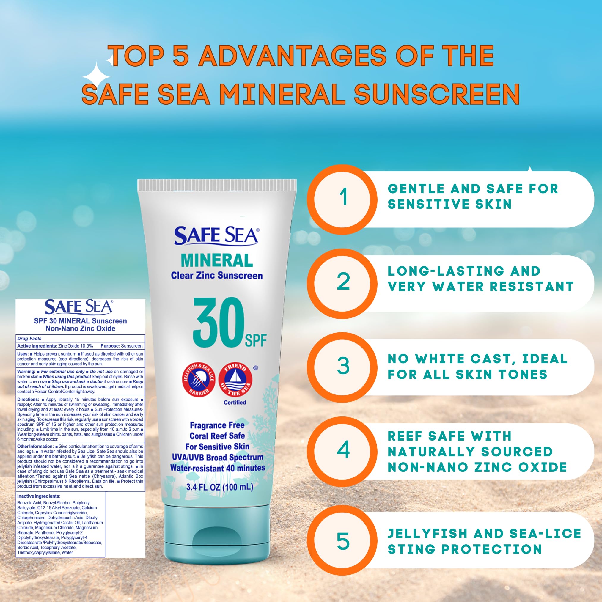 SAFE SEA open cap and dispenser detail for easy application benefit