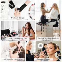 SAFESHOWER bottom compartment holding hairdryer and bulky tools safely