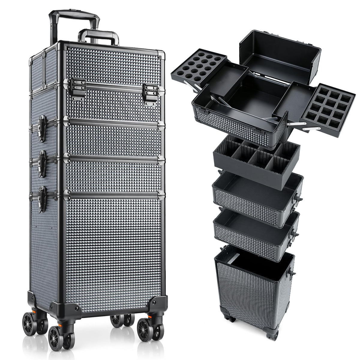 SAFESHOWER front view showing full case and organized compartments for quick access