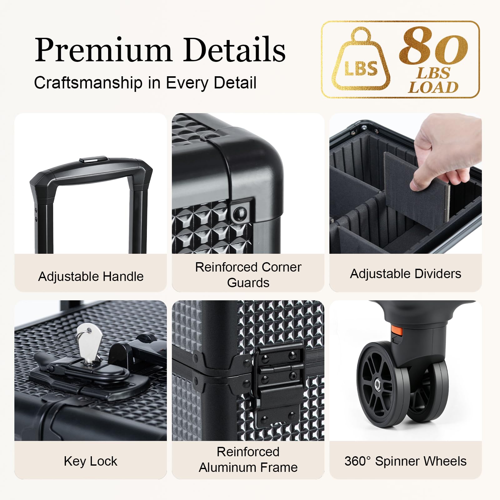 SAFESHOWER swivel wheels and telescopic handle for smooth, silent transport