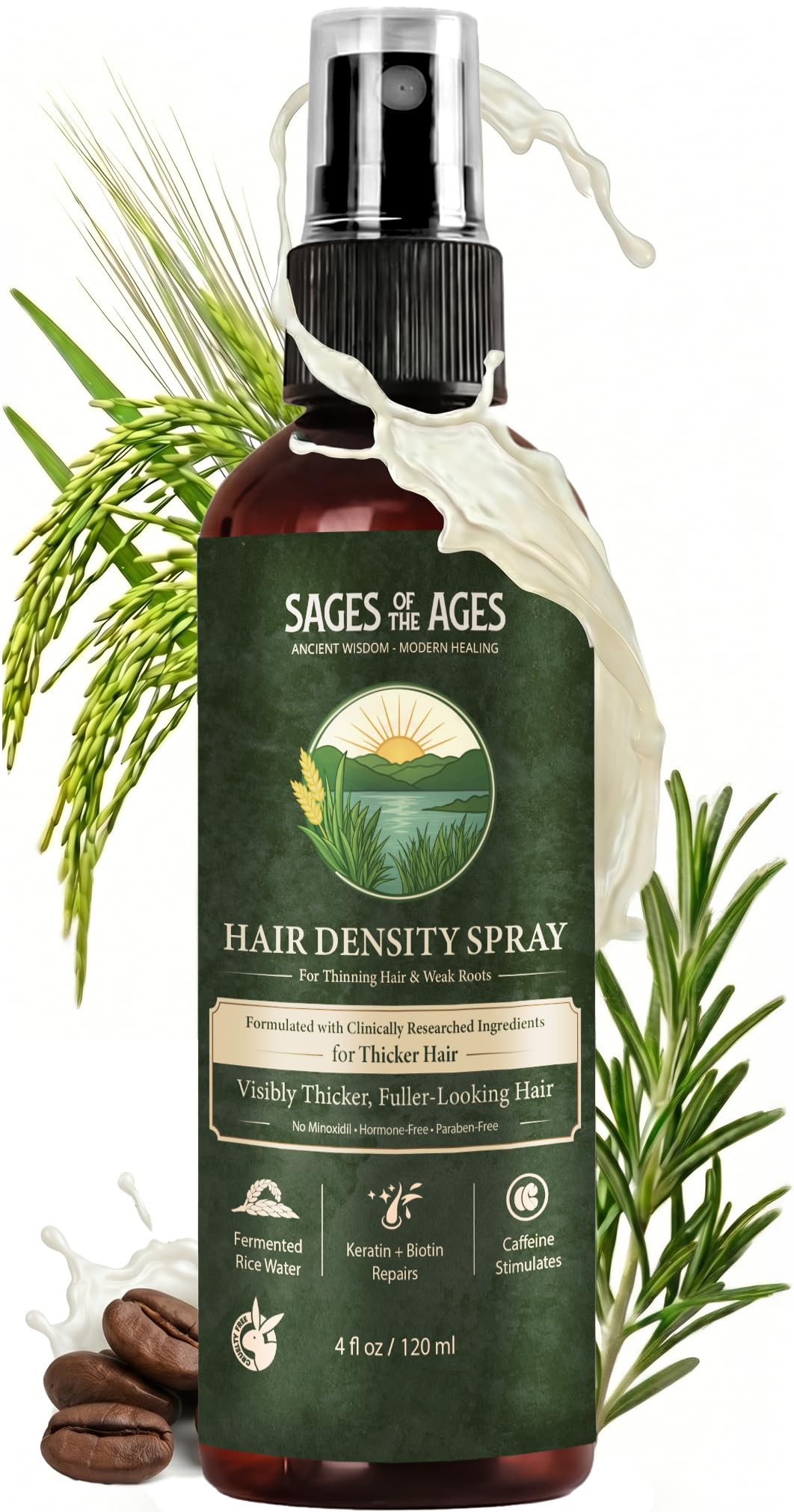 Sages Of The Ages front packaging shows 4oz bottle and benefits
