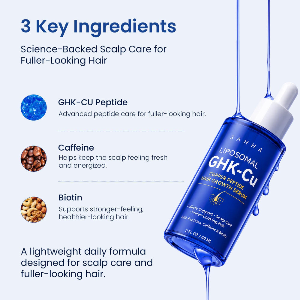 Sahha applying serum to crown, concentrated application for denser appearance