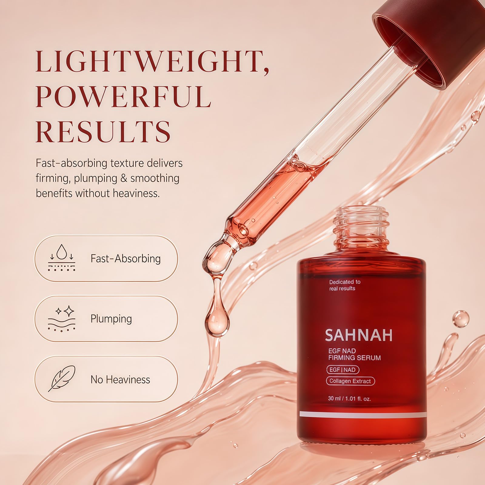 sahnah serum applied to neck showing improved firmness effect