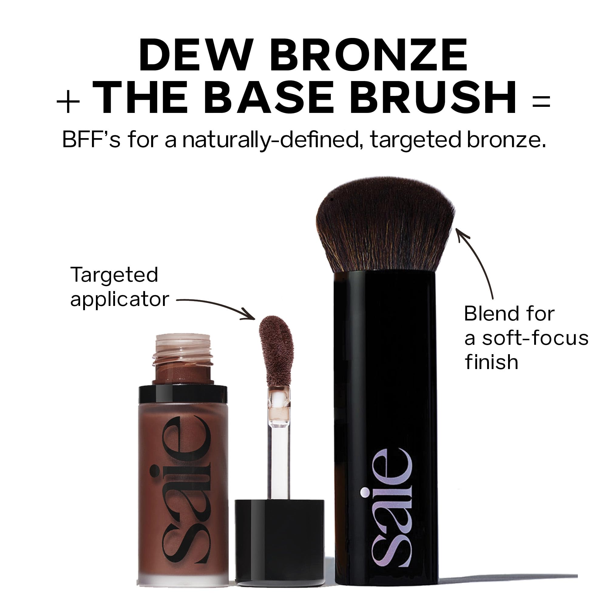 Saie Dew Bronze label close-up showing clean, vegan formulation