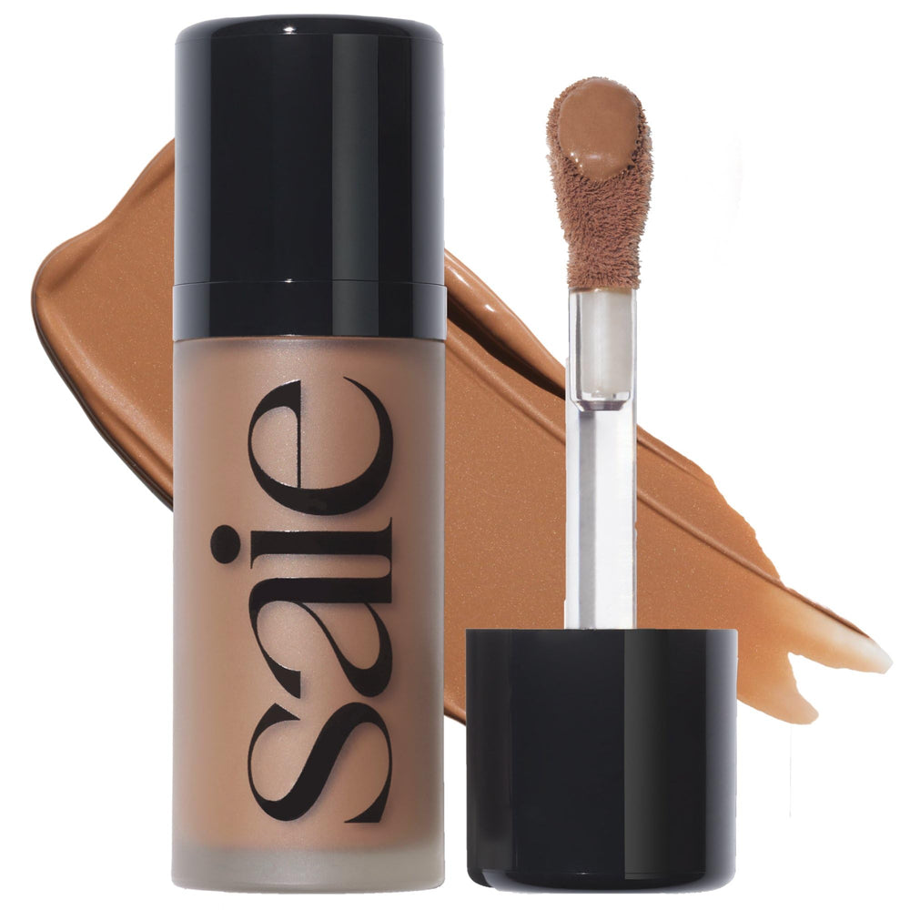 Saie Dew Bronze front packaging showing compact bronzer benefits