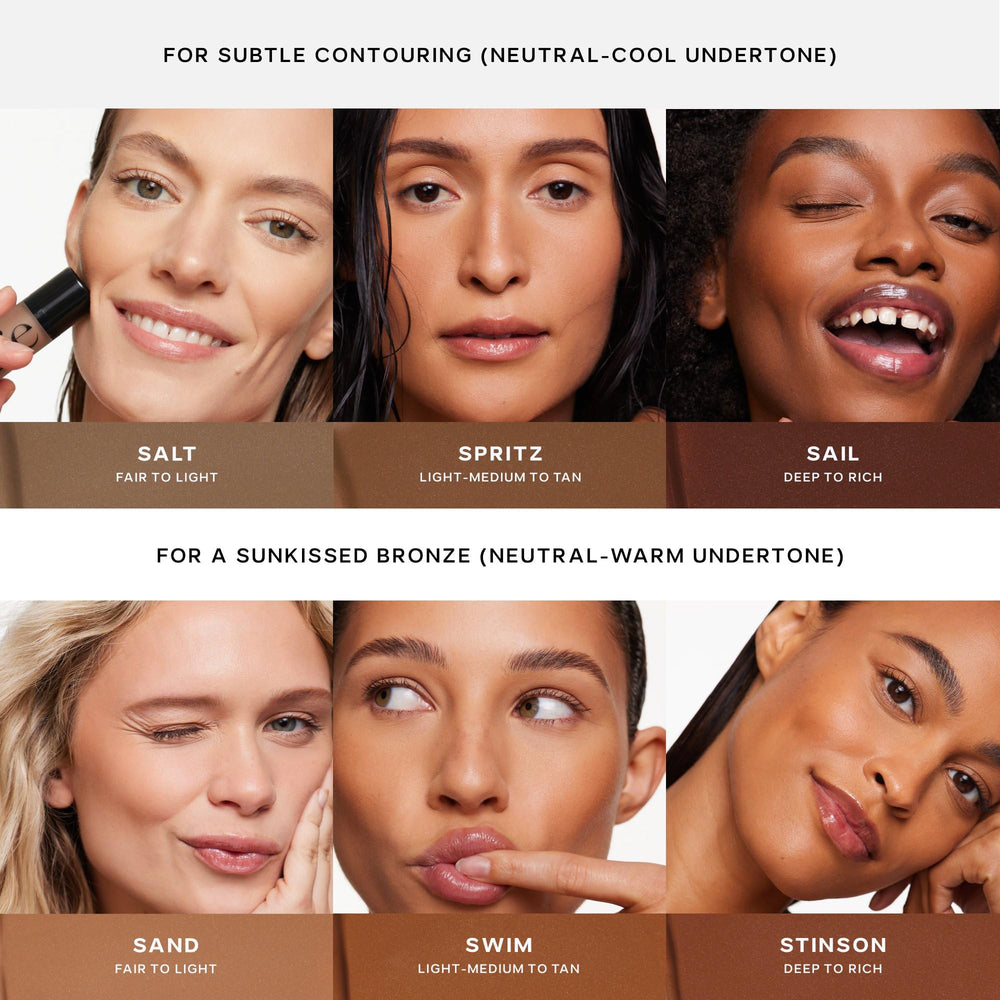 Saie Dew Bronze used under jawline showing soft sculpting and natural definition