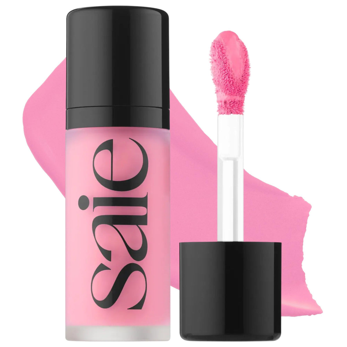 Saie dew liquid blush front packaging showing compact tube and shade
