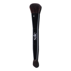 Saie dual-ended brush front view showing both sculpt and highlight ends for versatile application