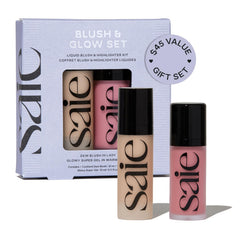 Saie front packaging showing the blush and gel set for easy gifting benefit