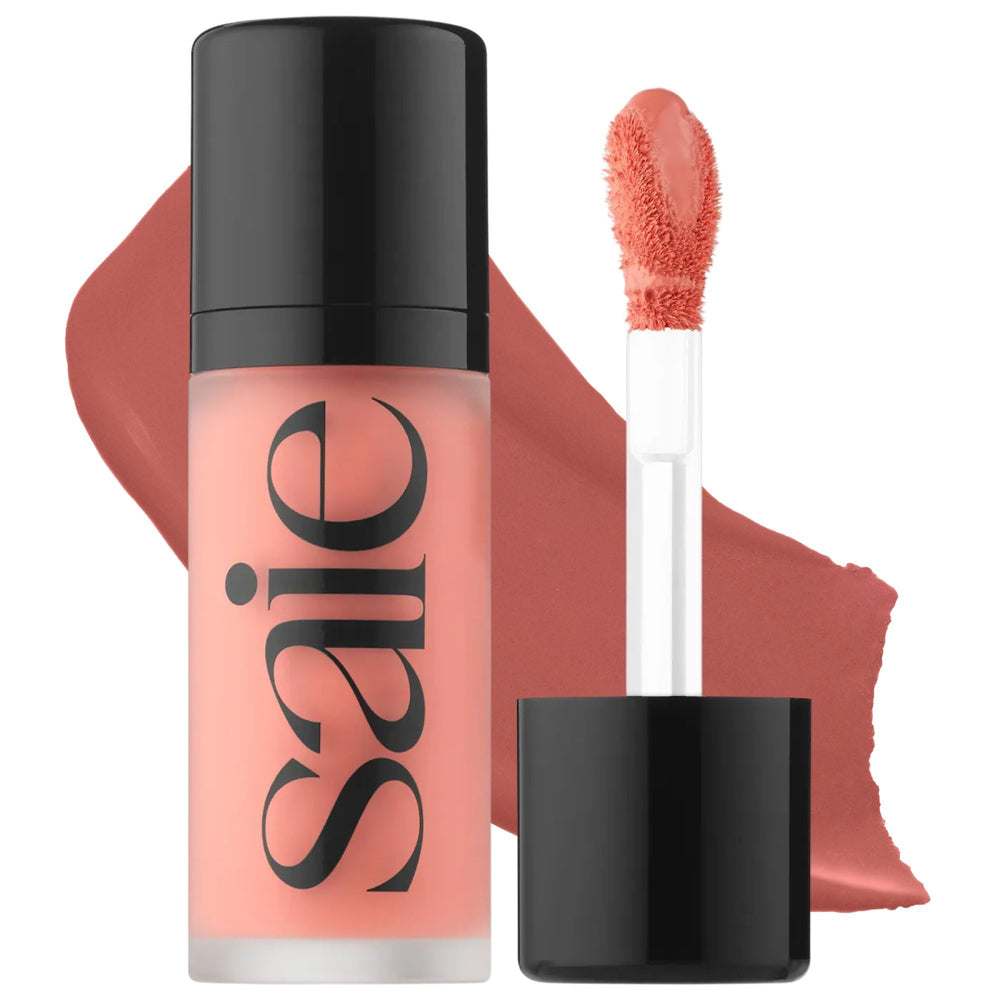 Saie front packaging showing Cutie shade and compact bottle, highlights portability