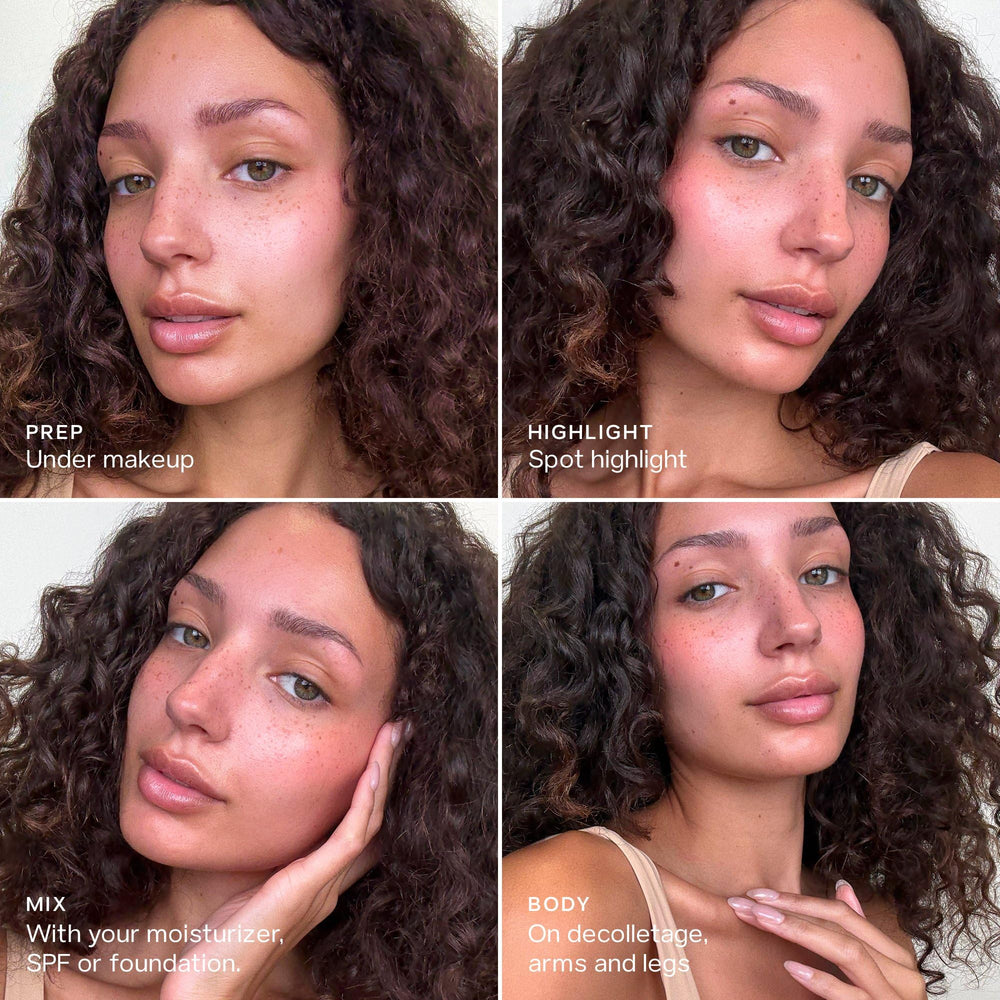 Saie Glowy Super Gel ingredient focus with glycerin and rose hip visualizing nourishment