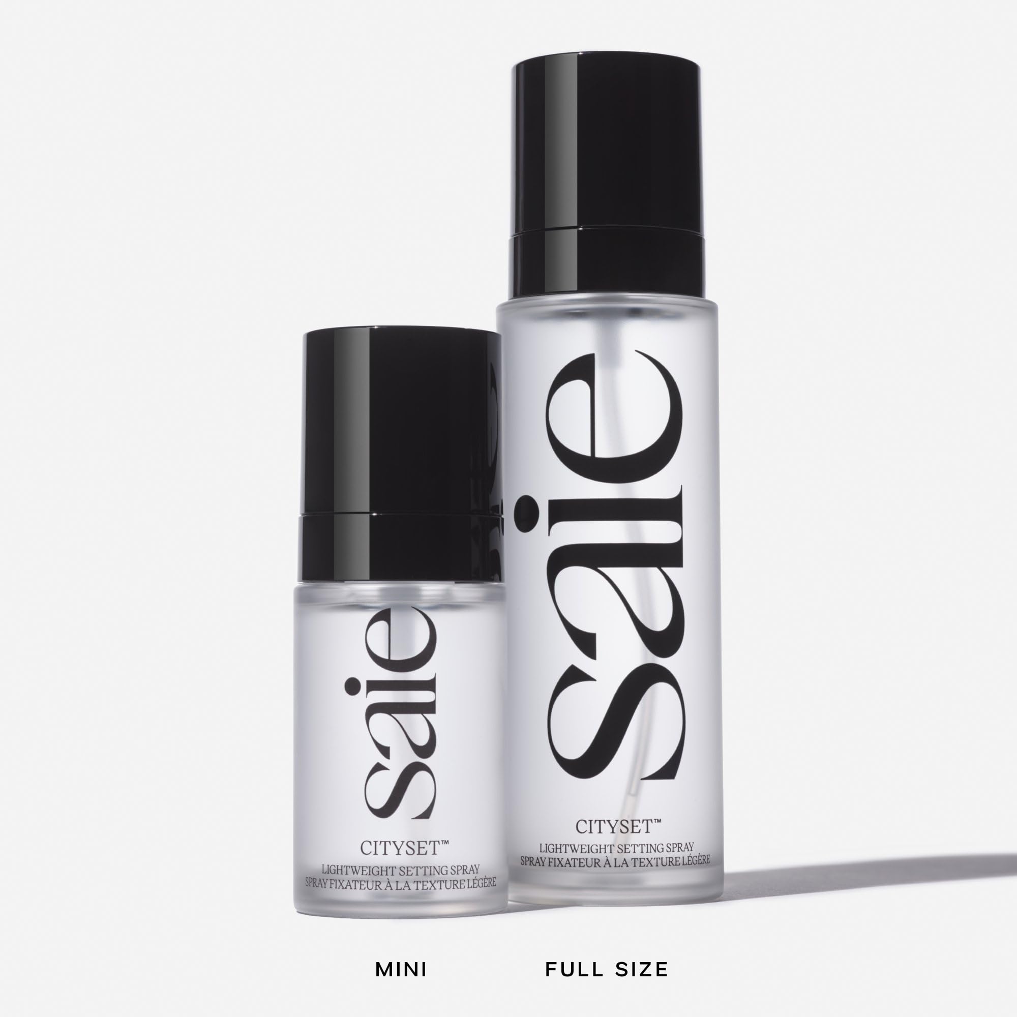 Saie mini CitySet on vanity during morning routine for long-lasting makeup