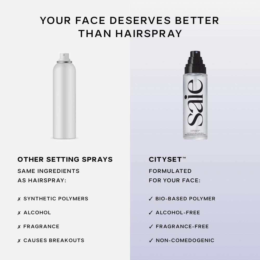 Saie mini CitySet inside a purse illustrating on-the-go touch-up benefit