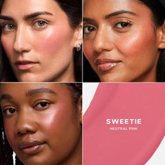 Saie mini dew blush liquid texture close-up highlighting creamy, hydrating finish