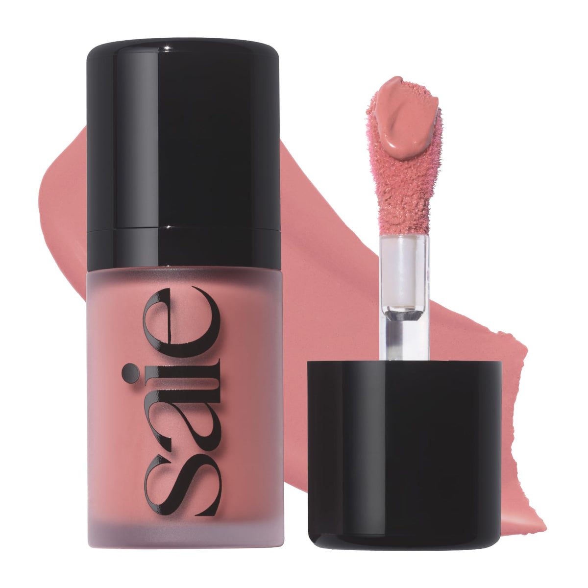 Saie front packaging showing travel-size dot for easy touch-ups and portability