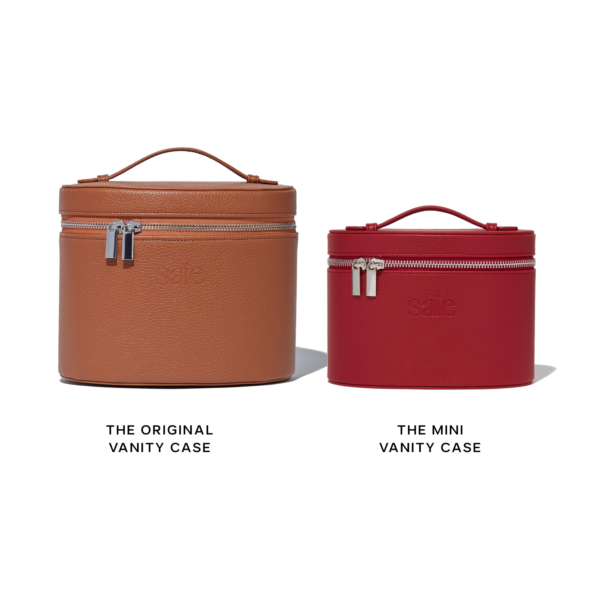 Saie mini vanity case packed inside a tote demonstrating compact fit and organized storage