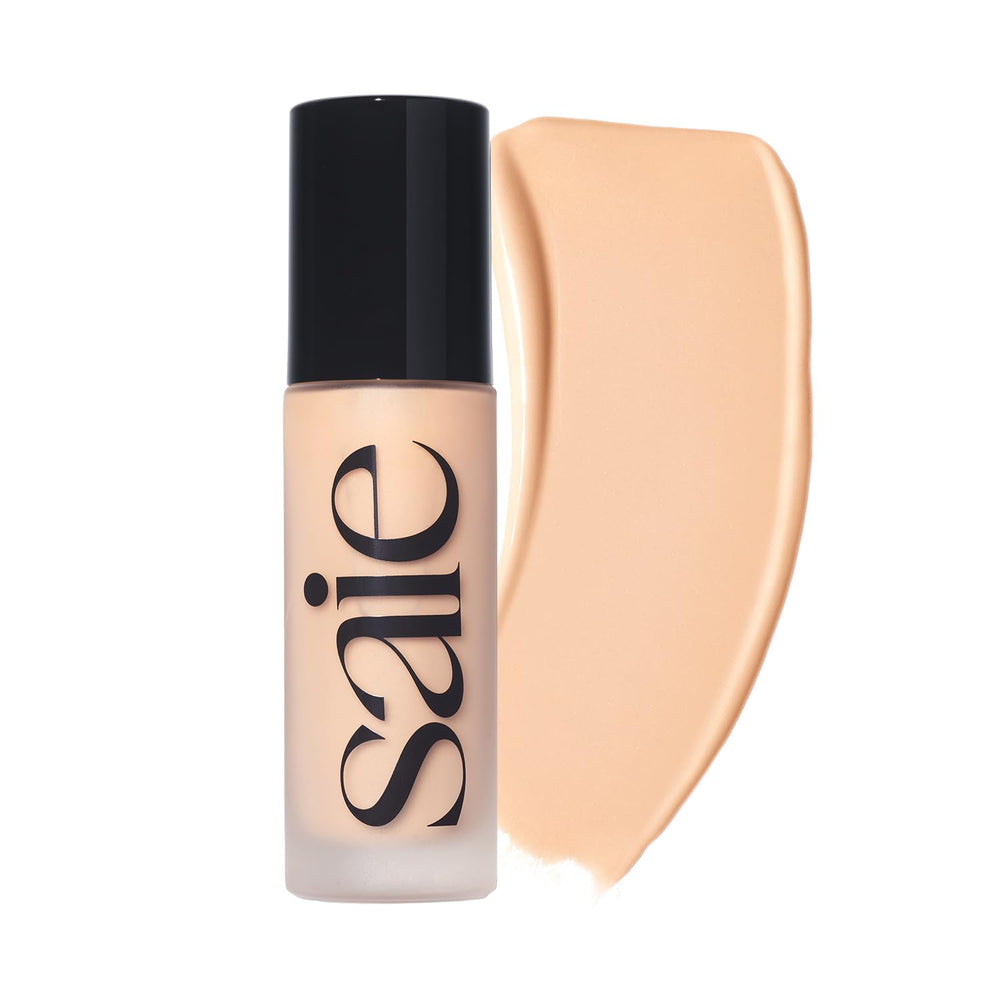Saie front bottle shade 8 showing sleek packaging and lightweight glow
