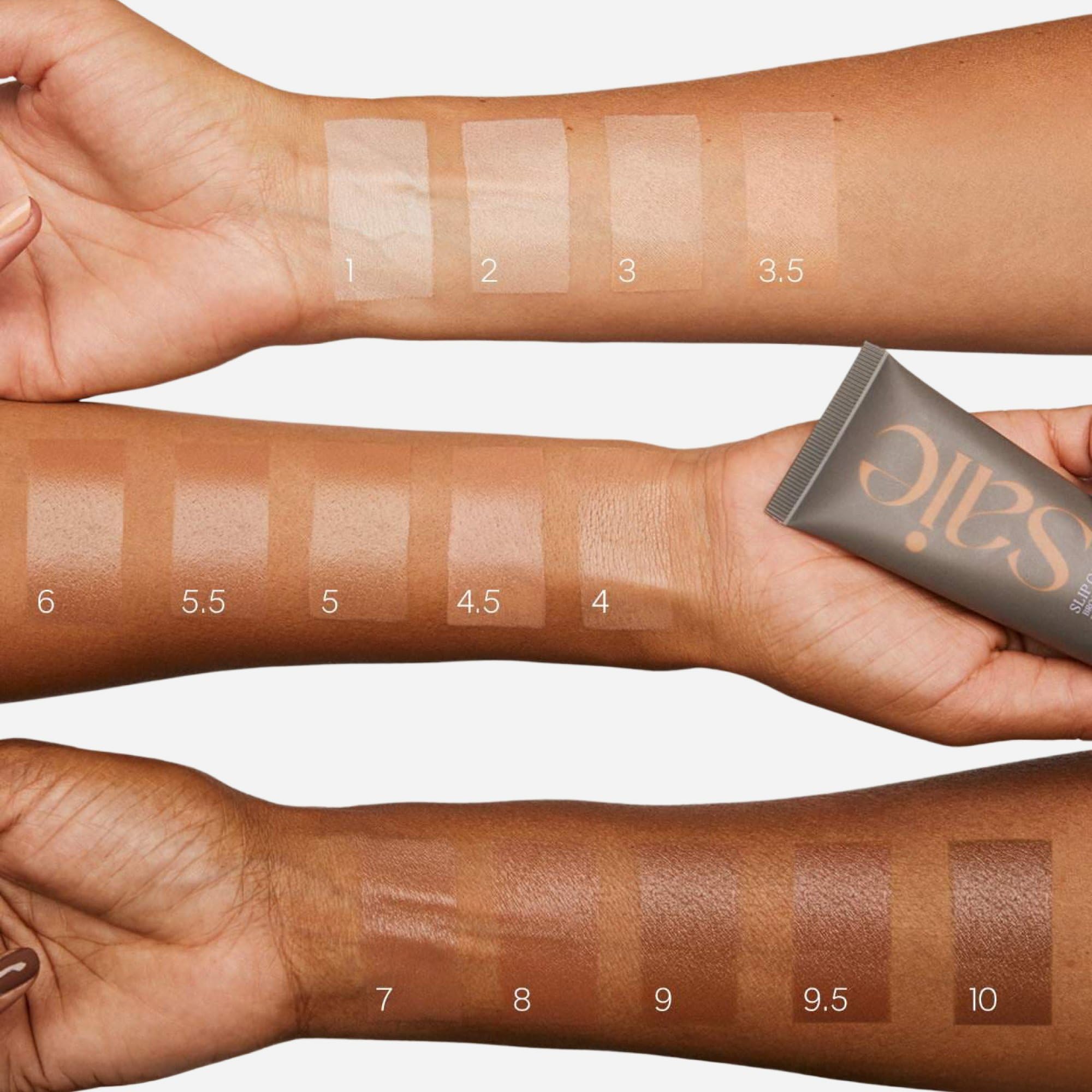 Saie Slip Tint blended with fingertips for natural, even coverage