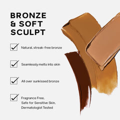 Saie swatch of Sun Melt on arm displaying buildable bronze payoff