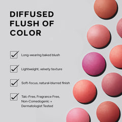 Saie brush applying blush for seamless, buildable color benefit