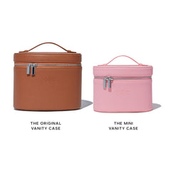Saie Vanity Case styled on bathroom counter showing organized beauty routine convenience