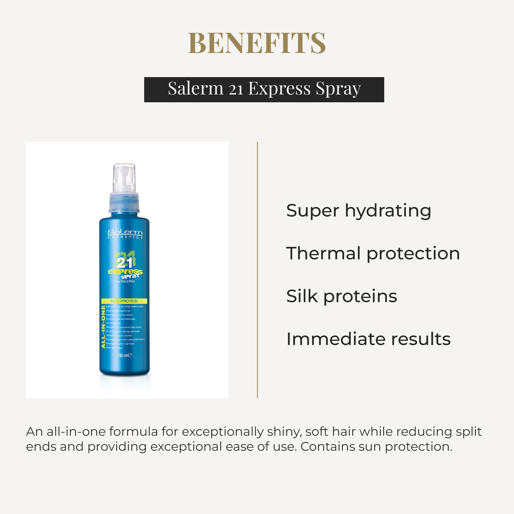 SALERM texture close-up highlighting lightweight formula and silk protein benefit
