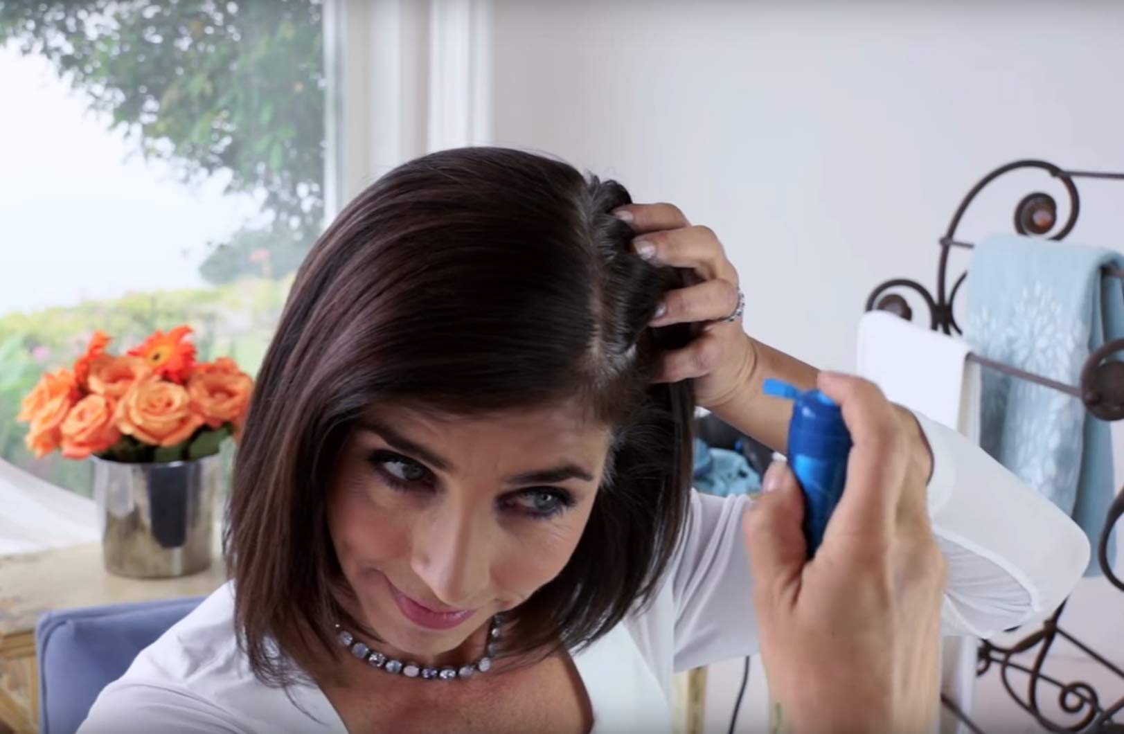 Salon in a Bottle before and after hairline photo demonstrating natural-looking gray coverage
