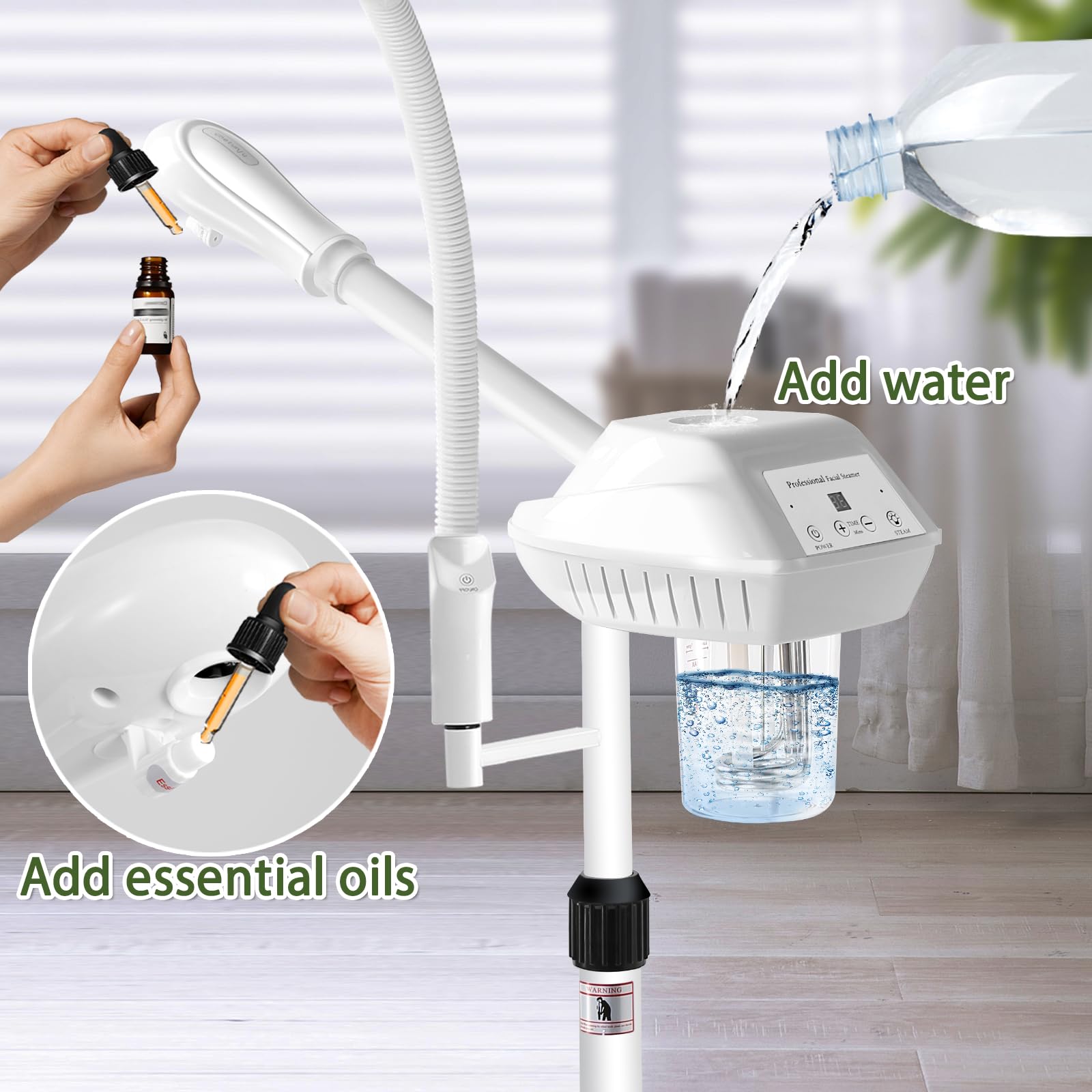 Salon Señor rotating nozzle angled to target face for flexible positioning