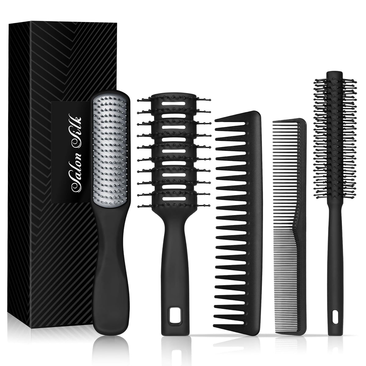 SALON SILK full kit displayed showing all five grooming tools for versatile styling