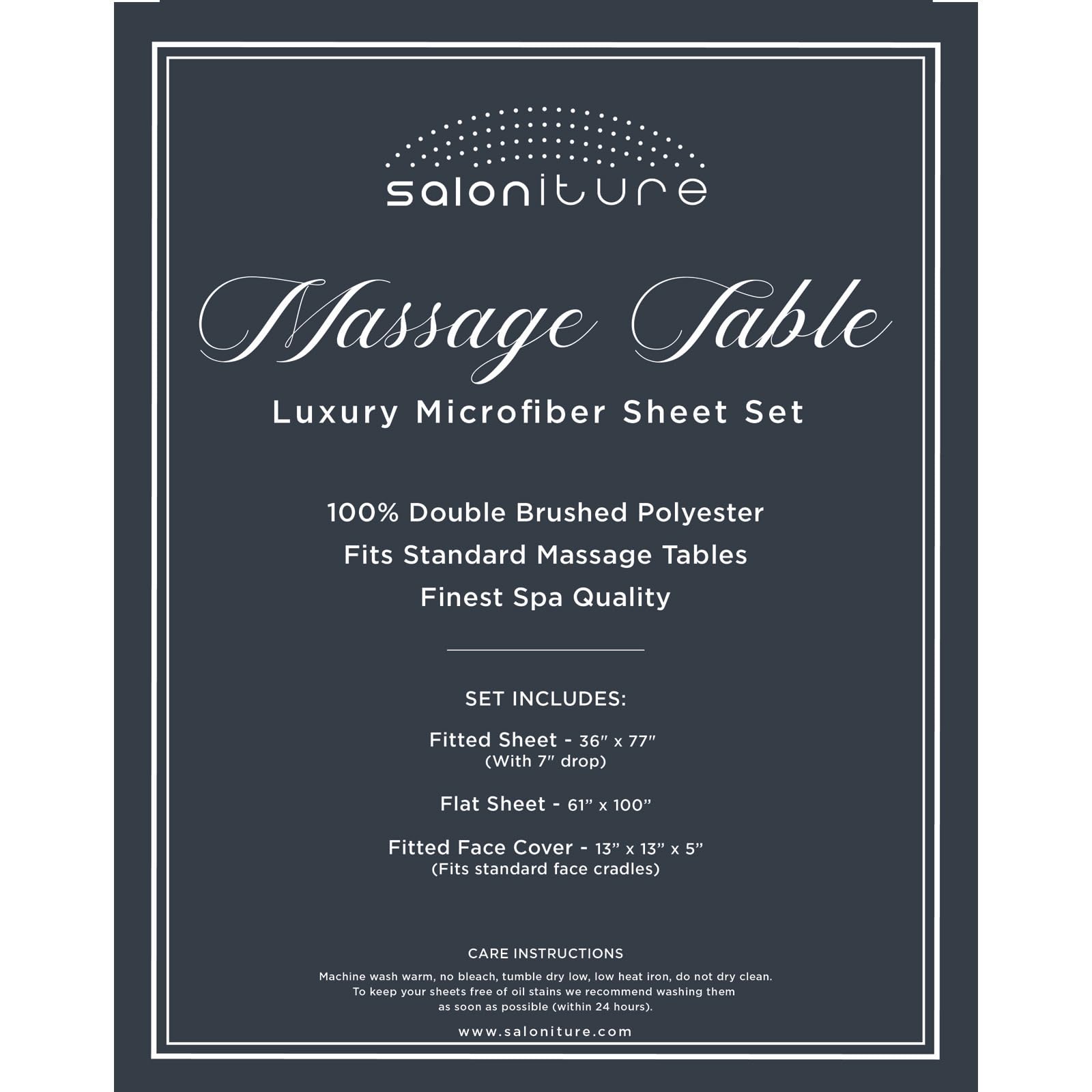 Saloniture flat sheet spread across table offering full coverage and tidy drape
