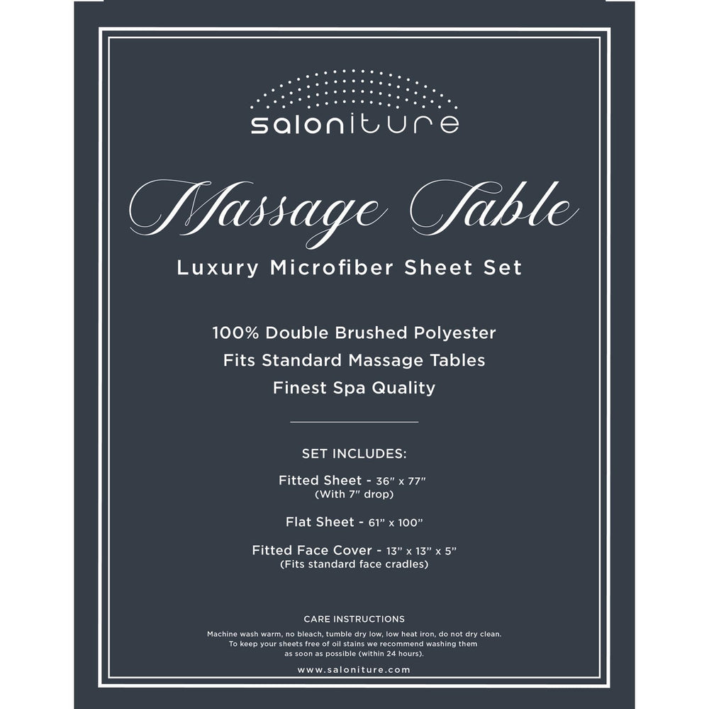 Saloniture flat sheet spread across table offering full coverage and tidy drape