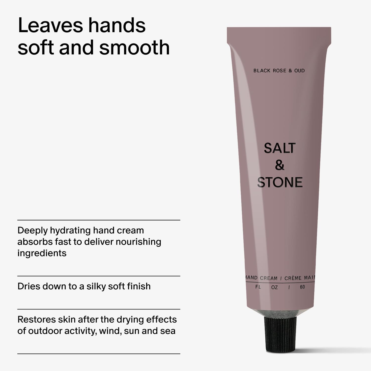 Salt & Stone ingredients label highlighting vegan and clean formulation