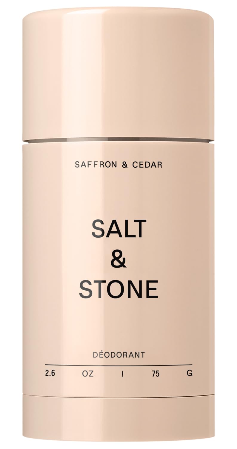 Salt & Stone front packaging showing deodorant stick and scent benefit