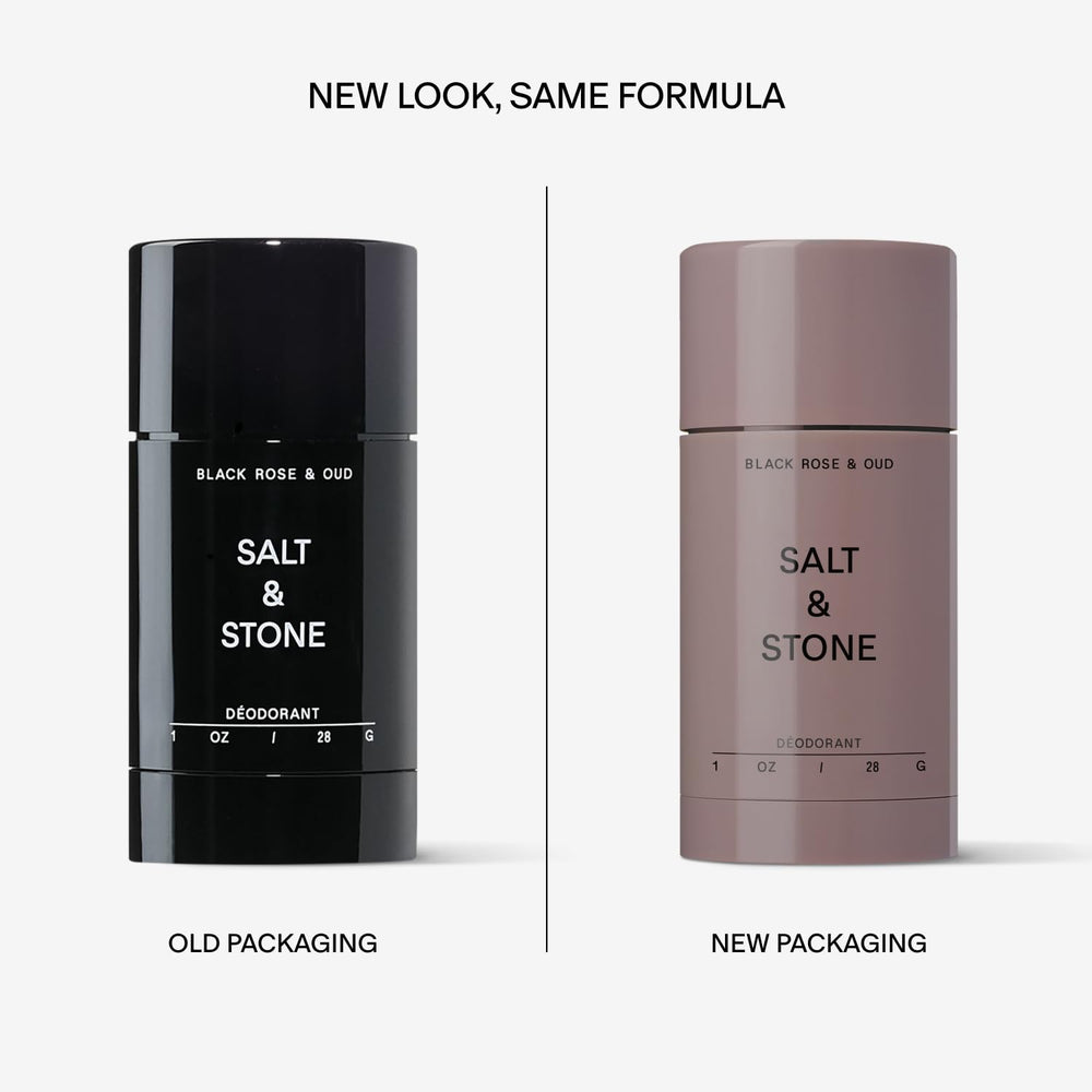 Salt & Stone label showing ingredients list and clean, aluminum-free formulation benefit