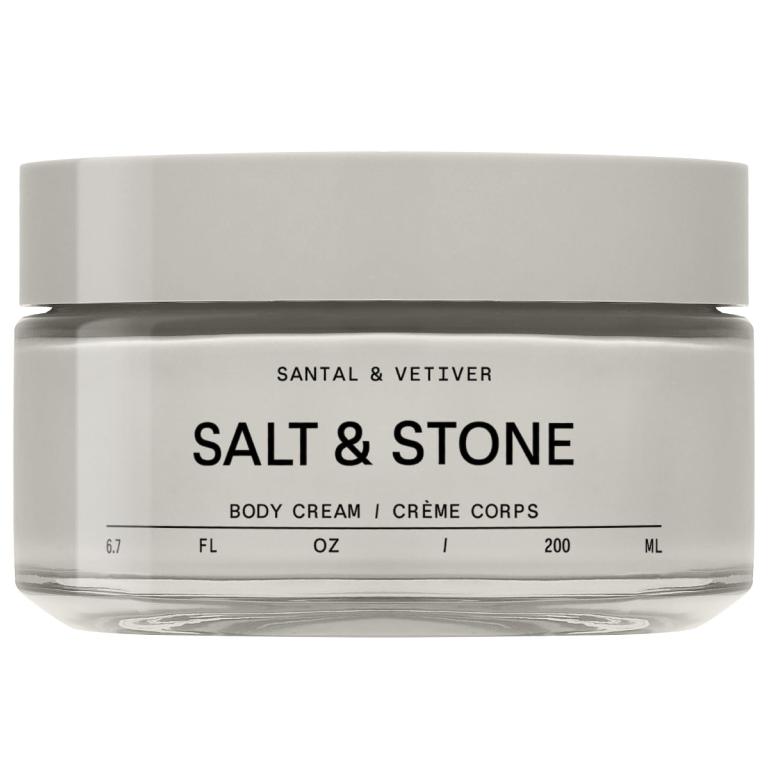 Salt & Stone front packaging showing 6.7 fl oz jar and unisex appeal