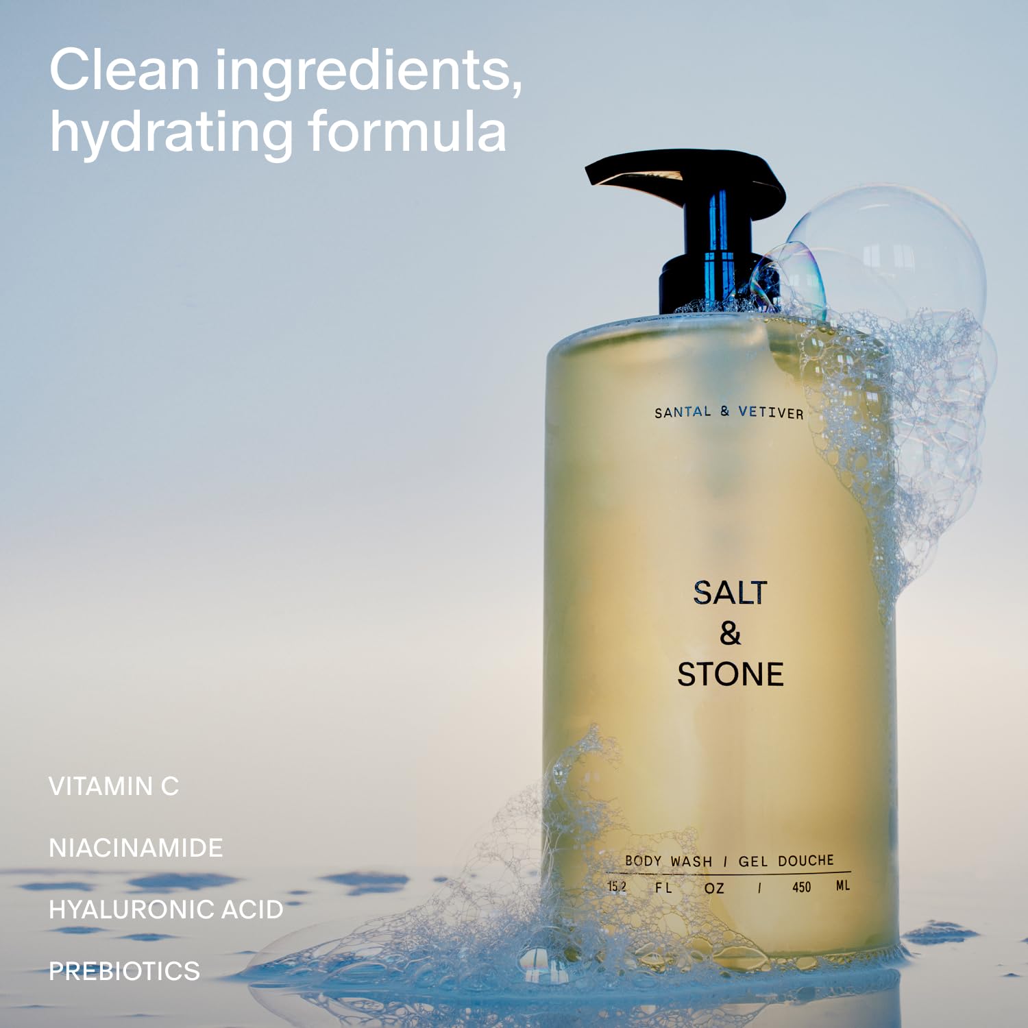 Salt & Stone close-up of creamy lather texture demonstrating rich hydration benefit